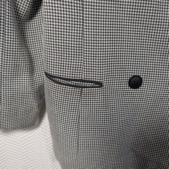 Vintage Houndstooth Blazer Black and White double-breasted Shoulder pads Size 10 - Picture 7 of 12